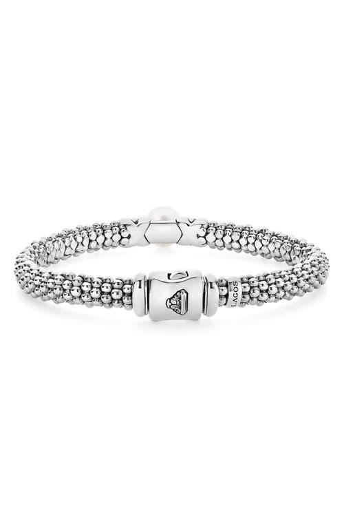 Lagos Sterling Silver Luna Caviar Bracelet With Cultured Freshwater Pearl In Silver/pearl