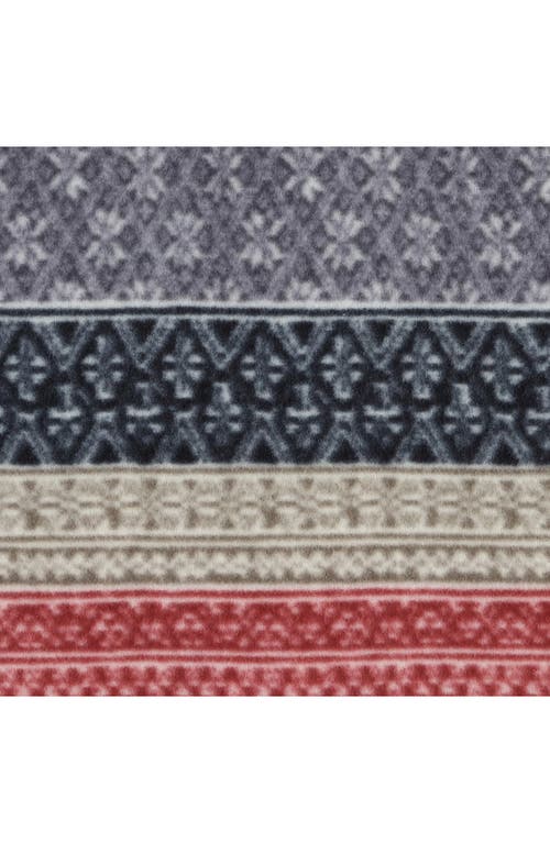 Eddie Bauer Fair Isle Plaid Faux Shearling Throw Blanket In Dark Steel