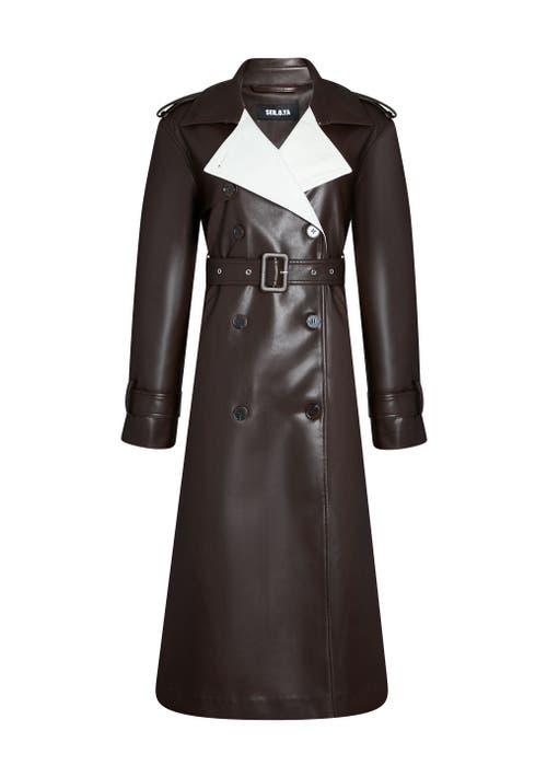 Shop Ser.o.ya Estelle Vegan Leather Trench Coat In Ash Brown