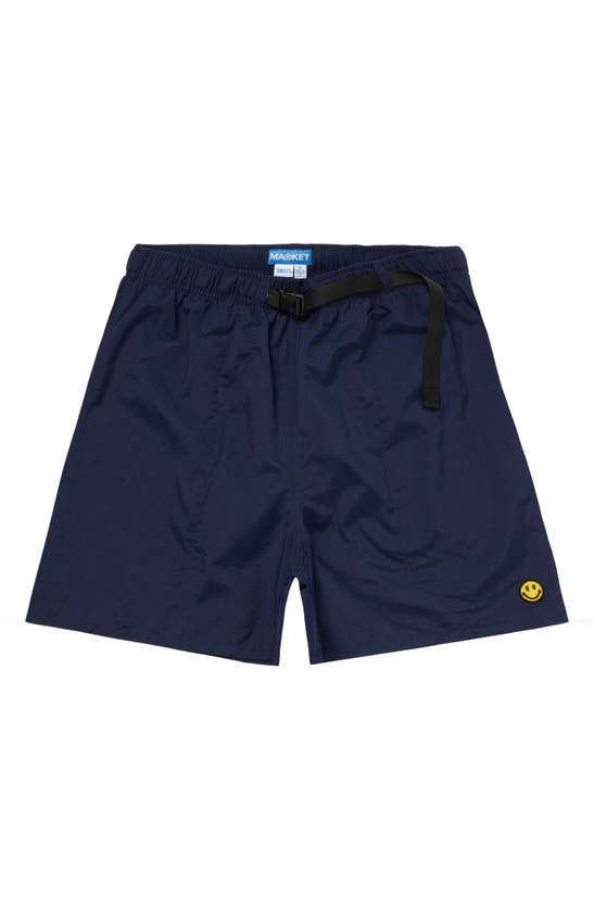 Market Smiley® Tech Belted Nylon Shorts In Navy