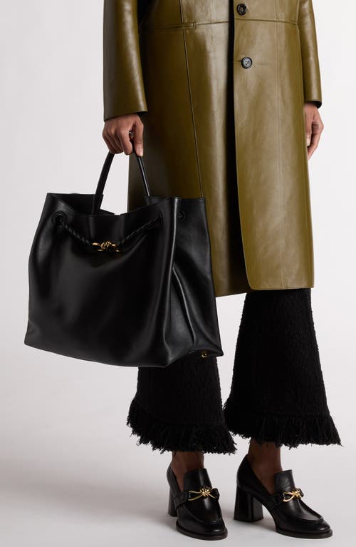 Bottega Veneta Large Andiamo Leather Tote In 1019 Black-m Brass