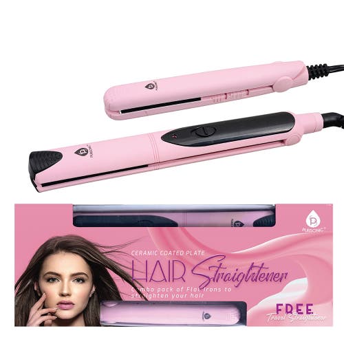 Pursonic Flat Iron Hair Straightener With A Free Travel Straightener In Pink