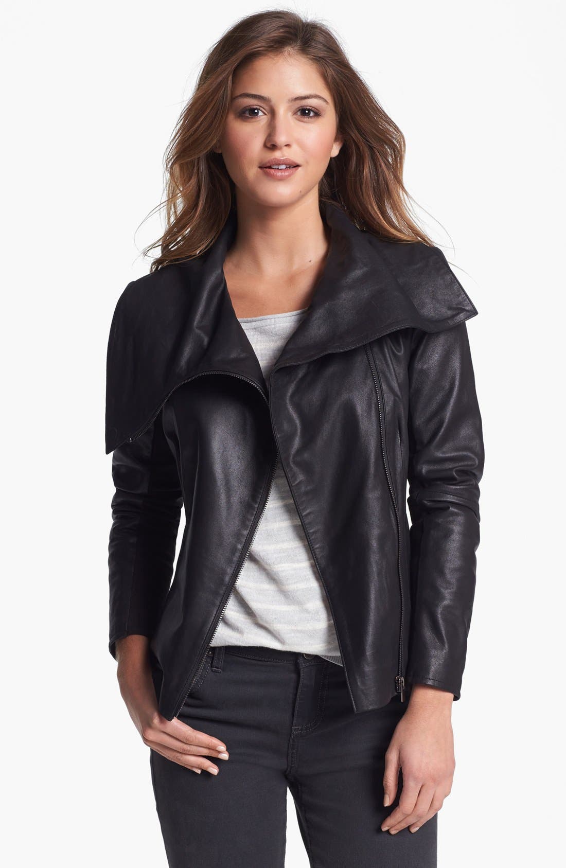 LaMarque Asymmetrical Leather Jacket Nordstrom