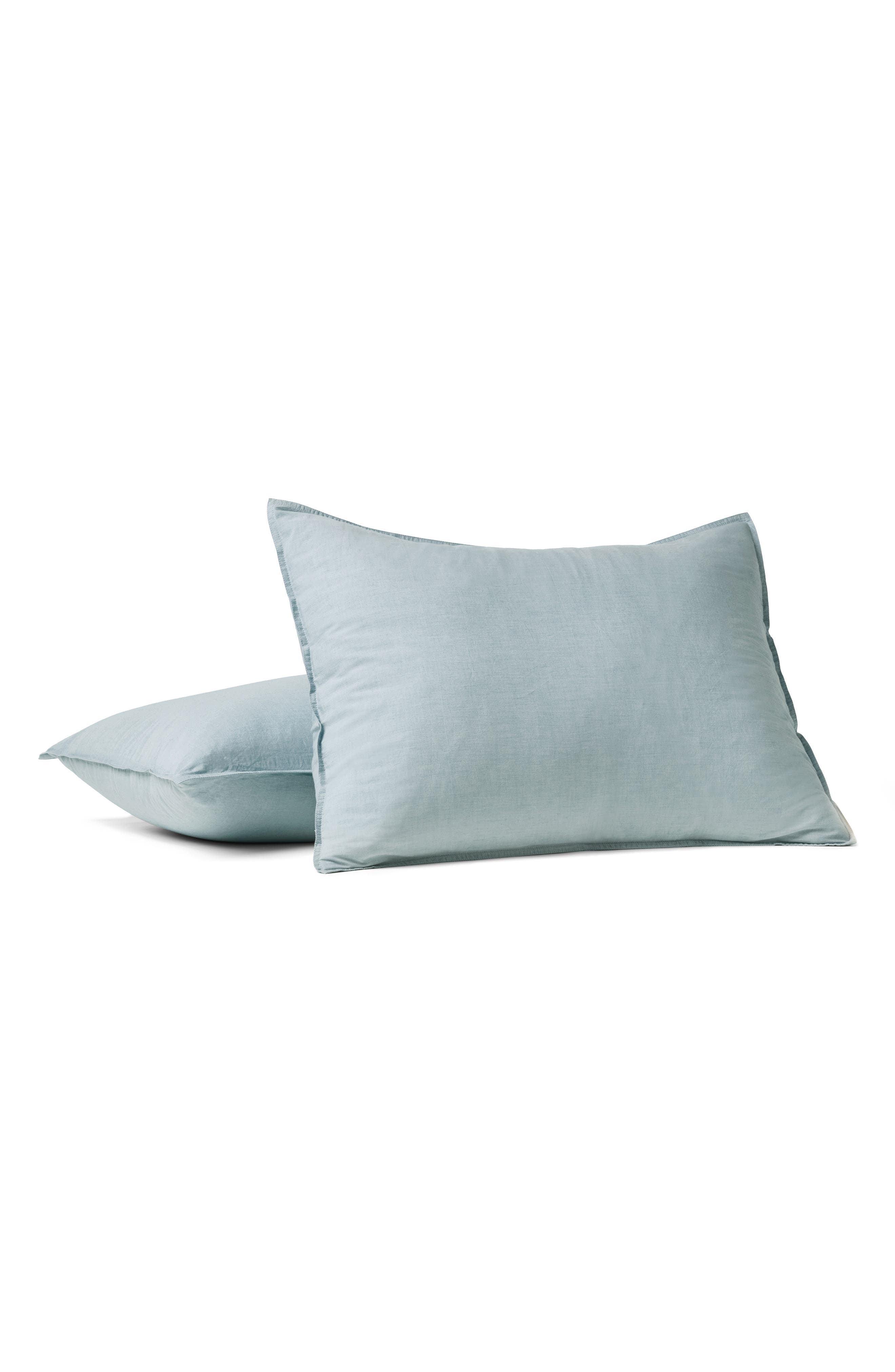 Coyuchi Organic Cotton Crinkled Percale Pillow Sham in Surf Chambray 