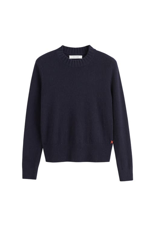 Shop Chinti & Parker Wool & Cashmere Cropped Sporty Sweater In Navy