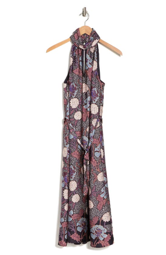 Daniel Rainn Satin Halter Midi Dress In N131 Indigo