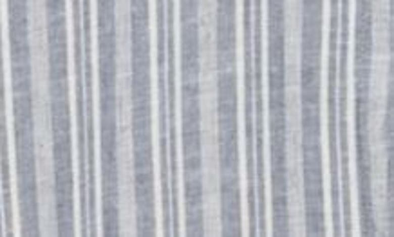 Nordstrom Rack Easy A-line Linen Blend Shirtdress In Blue Vintage- Ivory Stripe