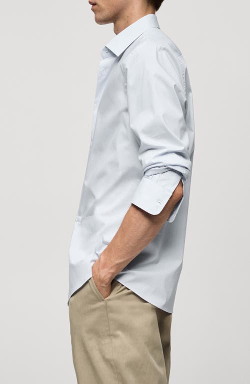 Shop Mango Stretch Button-up Shirt In Sky Blue