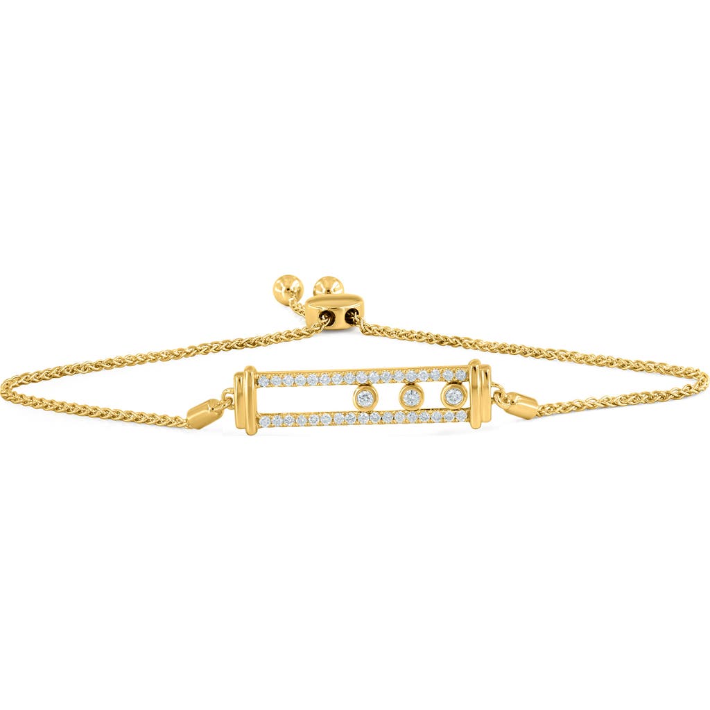 Luvmyjewelry Rectangular Kinetic Trio Slider Bolo Adjustable Diamond Bracelet In 14k Gold In 14k Yellow Gold