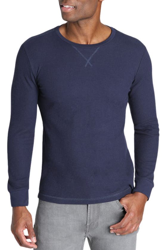 Shop Jachs Waffle Knit Long Sleeve T-shirt In Navy