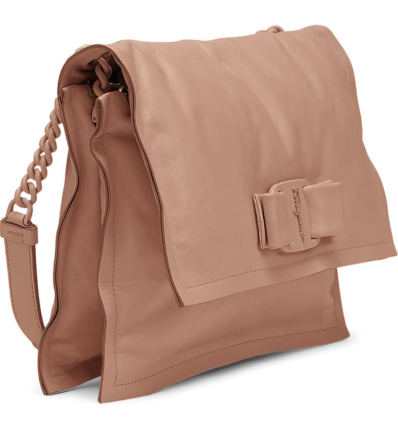 Viva Bow Puffy Leather Shoulder Bag