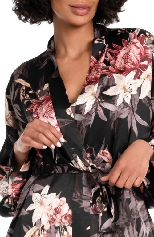 Shop Midnight Bakery Floral Wrap Robe In Midnight Tropics/black