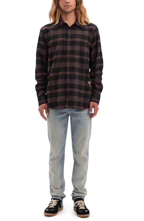 Shop Vayder Preston Plaid Cotton & Silk Flannel Button-up Shirt In Moon Lava