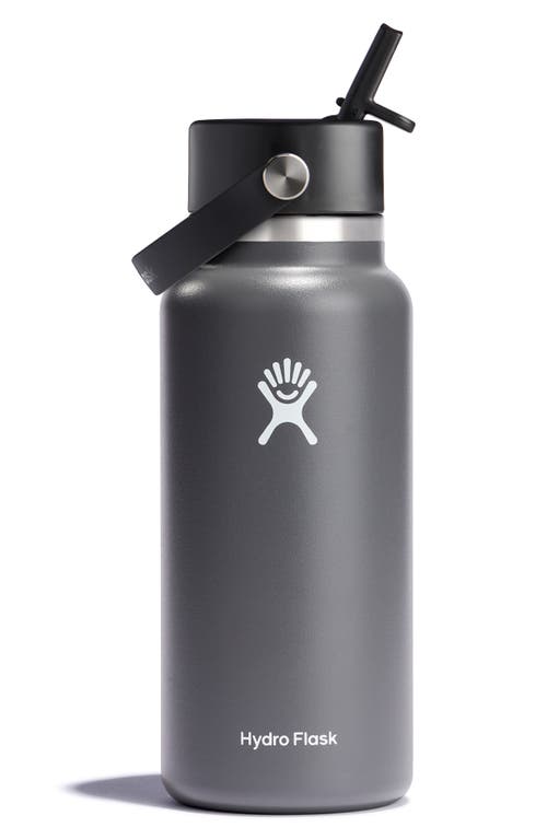 Hydro Flask 32-ounce Wide Mouth Flex Straw Cap Water Bottle In Black