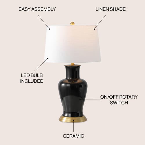 Jonathan Y Julian Traditional Classic Ceramic Urn Led Table Lamp In Black