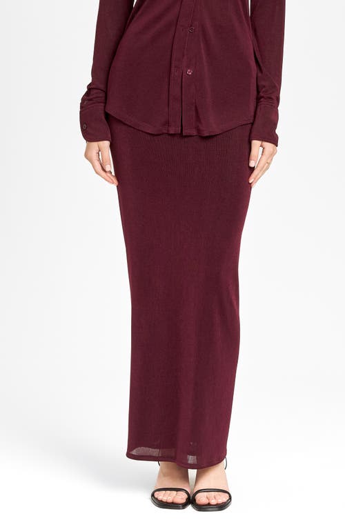 Wayf Knit Maxi Skirt In Aubergine