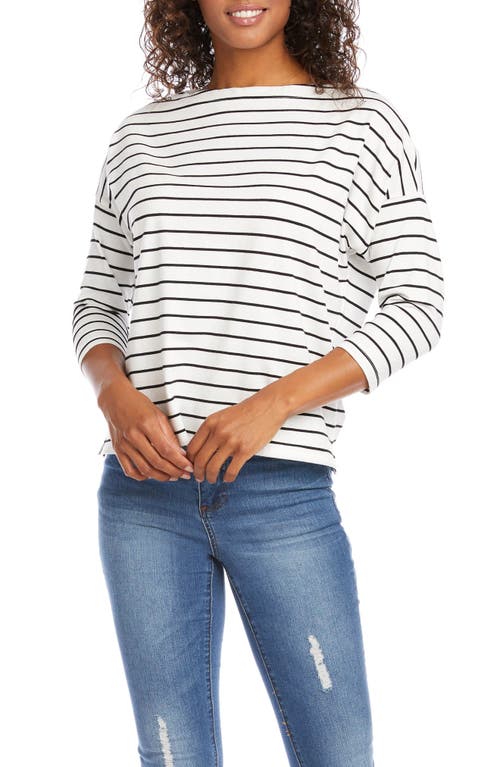 Karen Kane Stripe Boatneck Cotton Blend Top at Nordstrom,