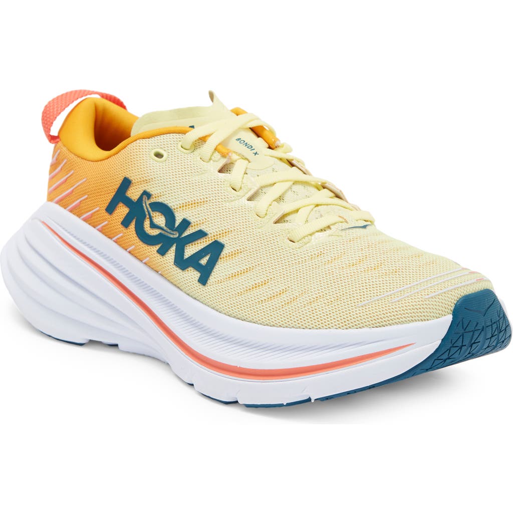 Hoka Bondi X Running Shoe In Yellow Pear/radiant Yellow