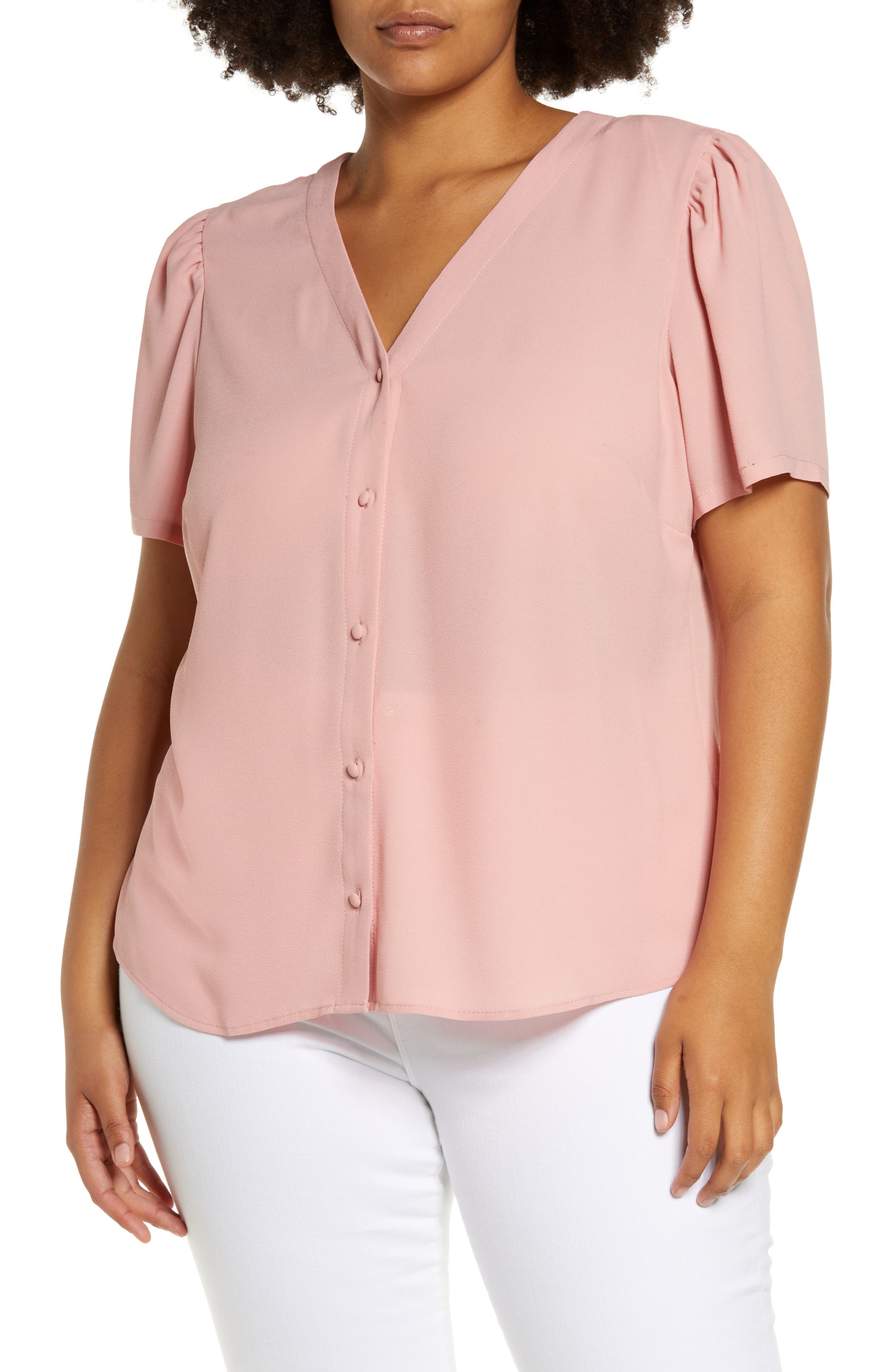 women's plus size pink blouse