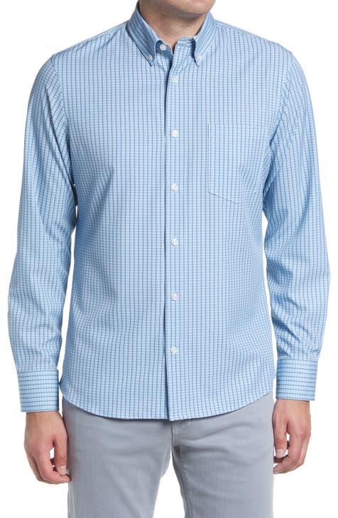 Tech-Smart Trim Fit Check Stretch Button-Down Shirt (Regular, Big & Tall)