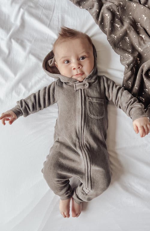 L'OVEDBABY L'OVEDBABY HOODED ORGANIC COTTON ZIP ROMPER 