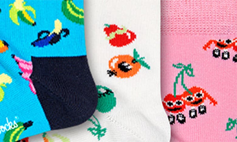 Shop Happy Socks Kids' Assorted 3-pack Fruit Crew Socks In Light Blue