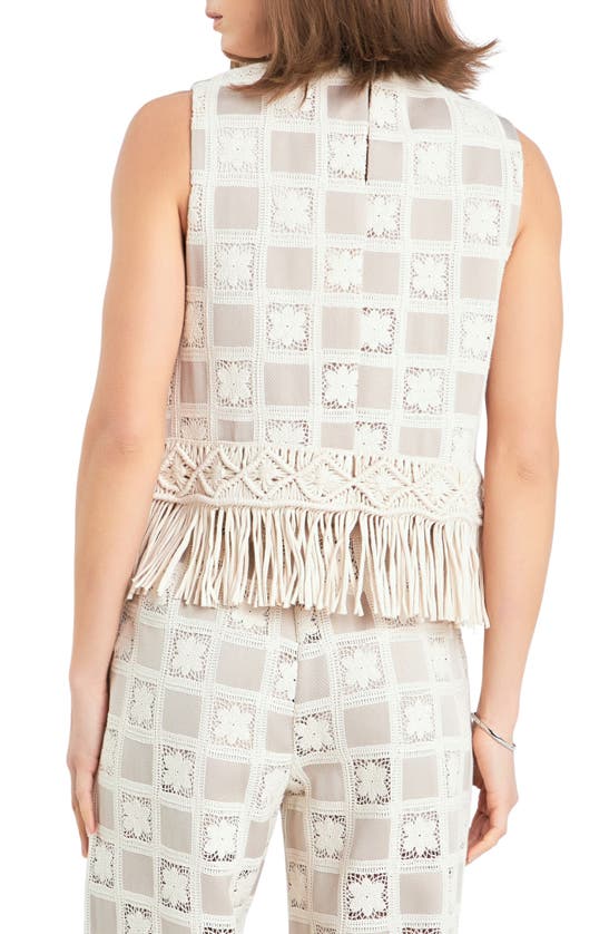 English Factory Crochet Lace Patchwork Tank In Beige Multi