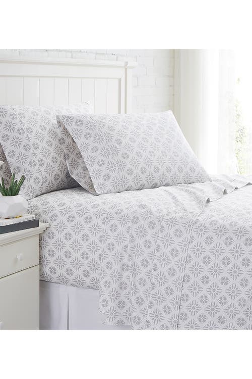 Southshore Fine Linens Geometric Dreams 300 Thread Count Long Staple Sateen Cotton Sheet Set In Aztec Dreams Lunar Grey