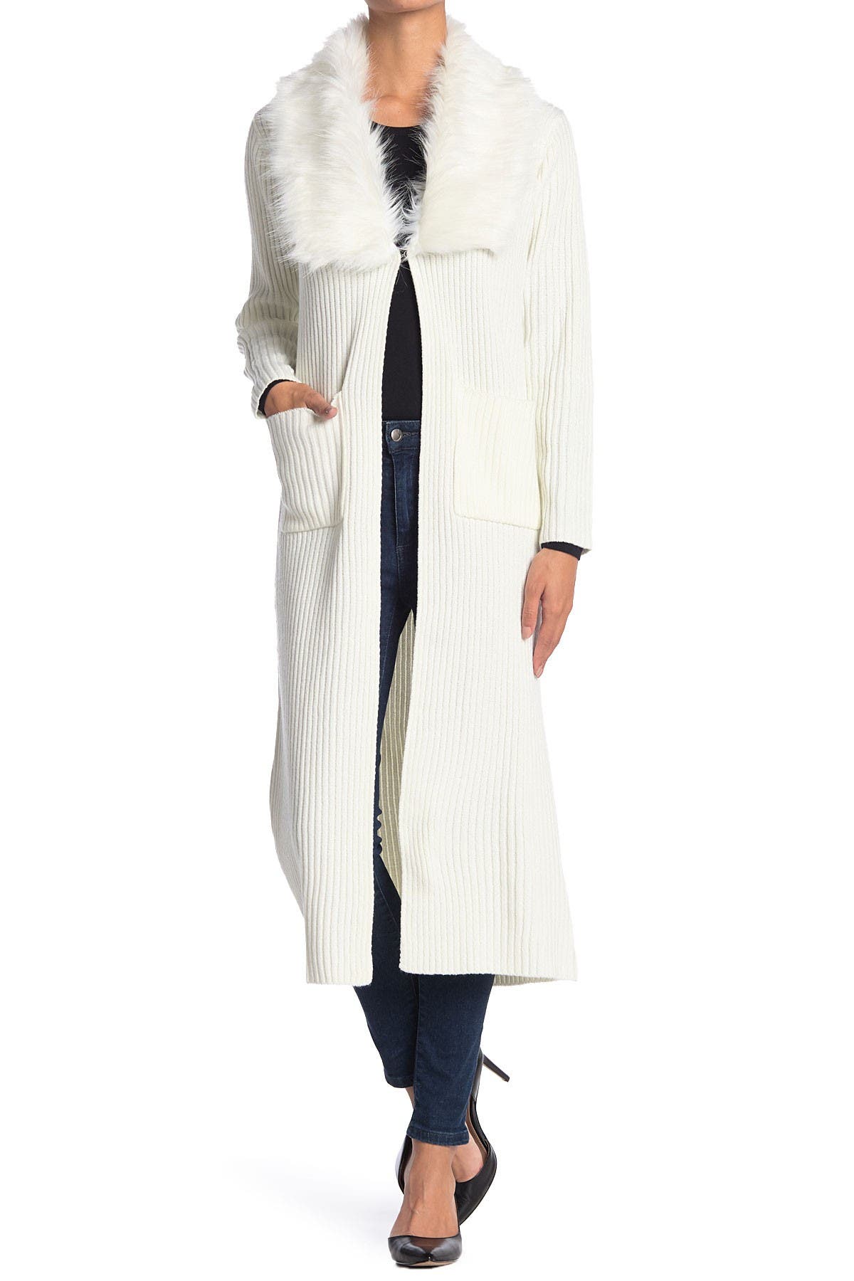 fur collar cardigan