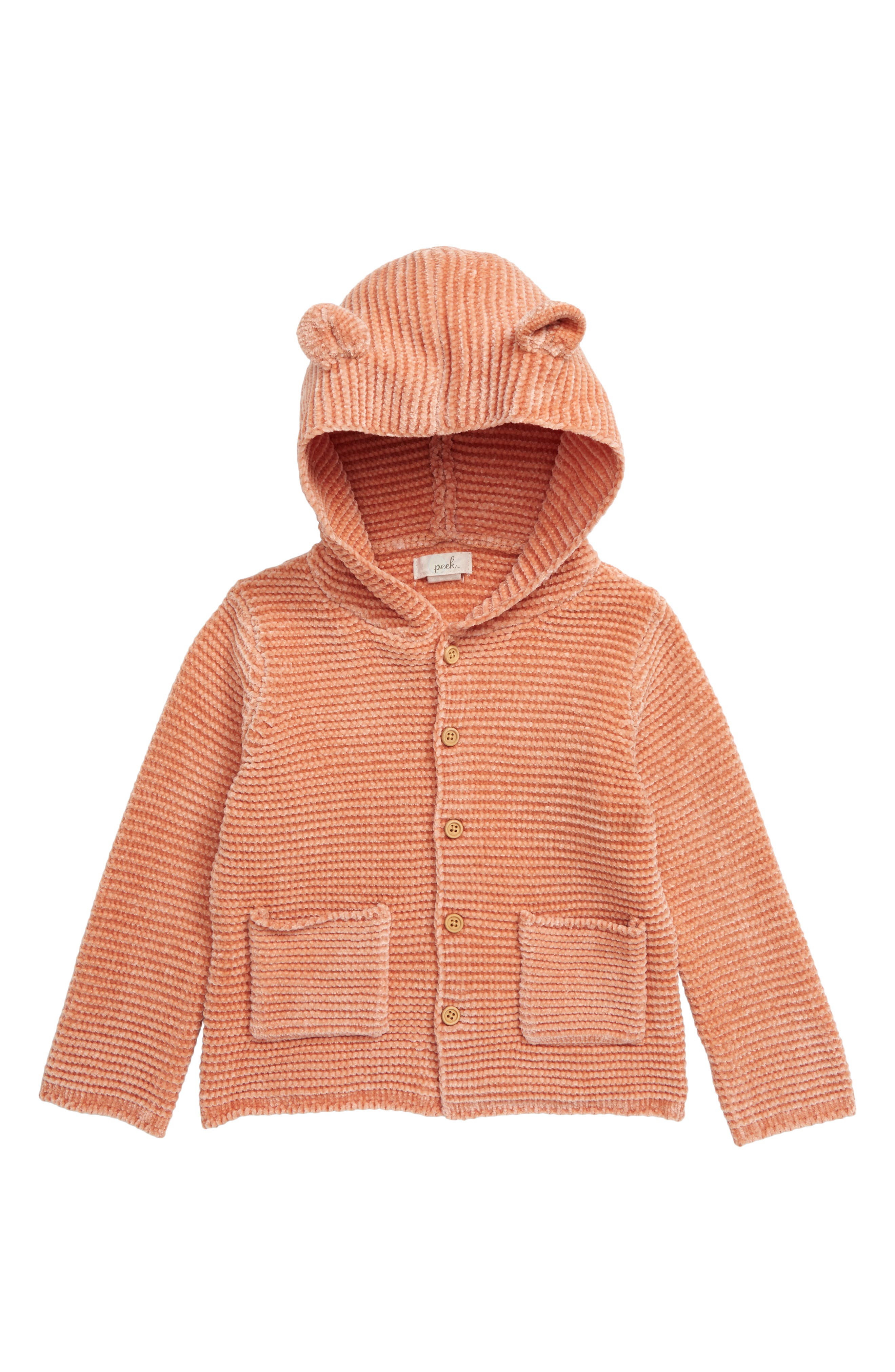 chenille hooded cardigan