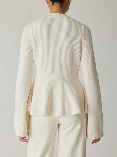 Shop Rebecca Taylor Novlety Wool Peplum Cardi In Cream