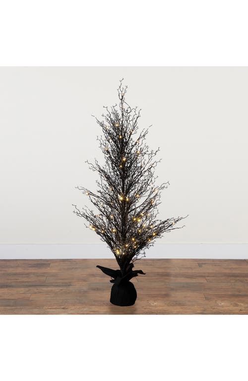Nearly Natural 5ft. Pre-lit Halloween Black Twig Artificial Fall In Black