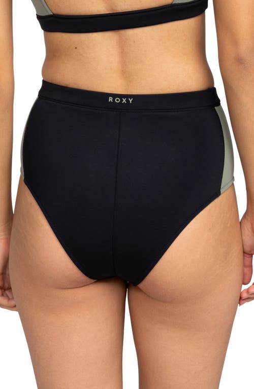 Shop Roxy Peformance High Waist Bikini Bottoms In Anthracite