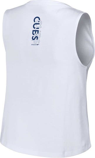 Women's Wear by Erin Andrews White Chicago Cubs Lace-Up Tank Top Size: Extra Large