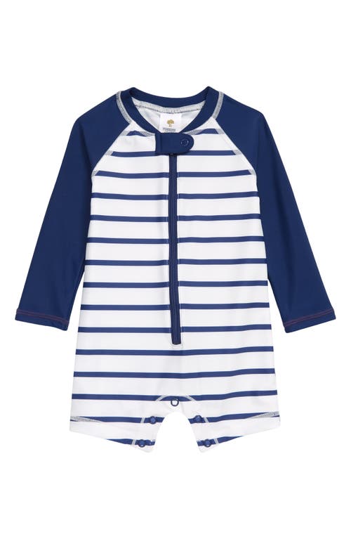 Tucker + Tate Stripe One-Piece Rashguard Swimsuit in Blue Twilight- White Stripe