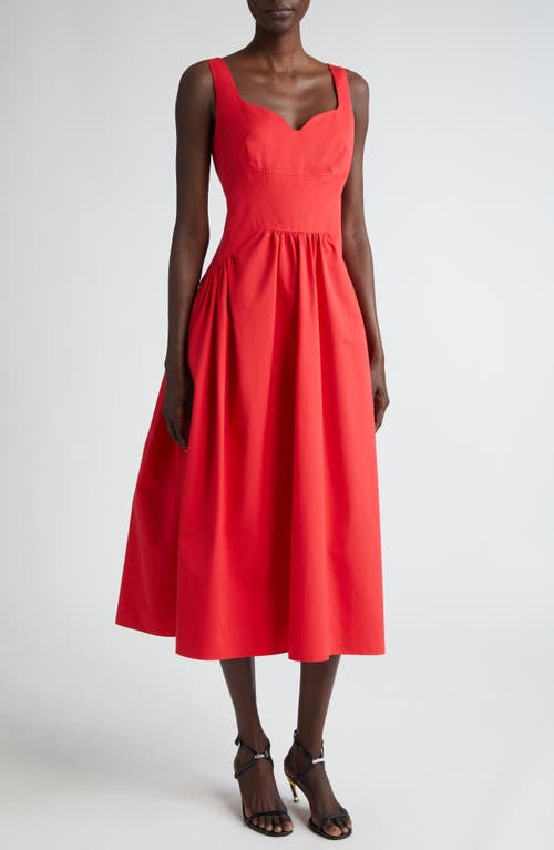 Alexander McQueen Sleeveless Cotton Poplin Midi Dress Lust Red at Nordstrom, Us