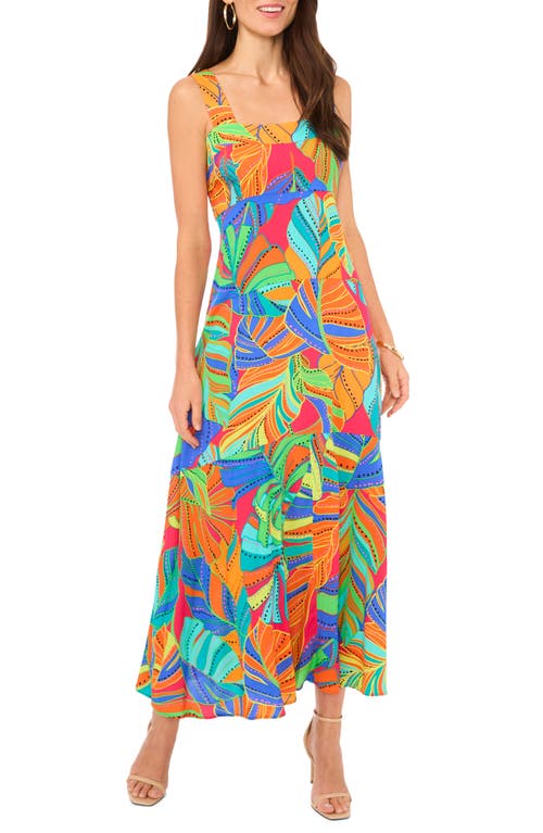 Vince Camuto Palm Print Tiered Maxi Dress Raspberry Sorbet at Nordstrom,