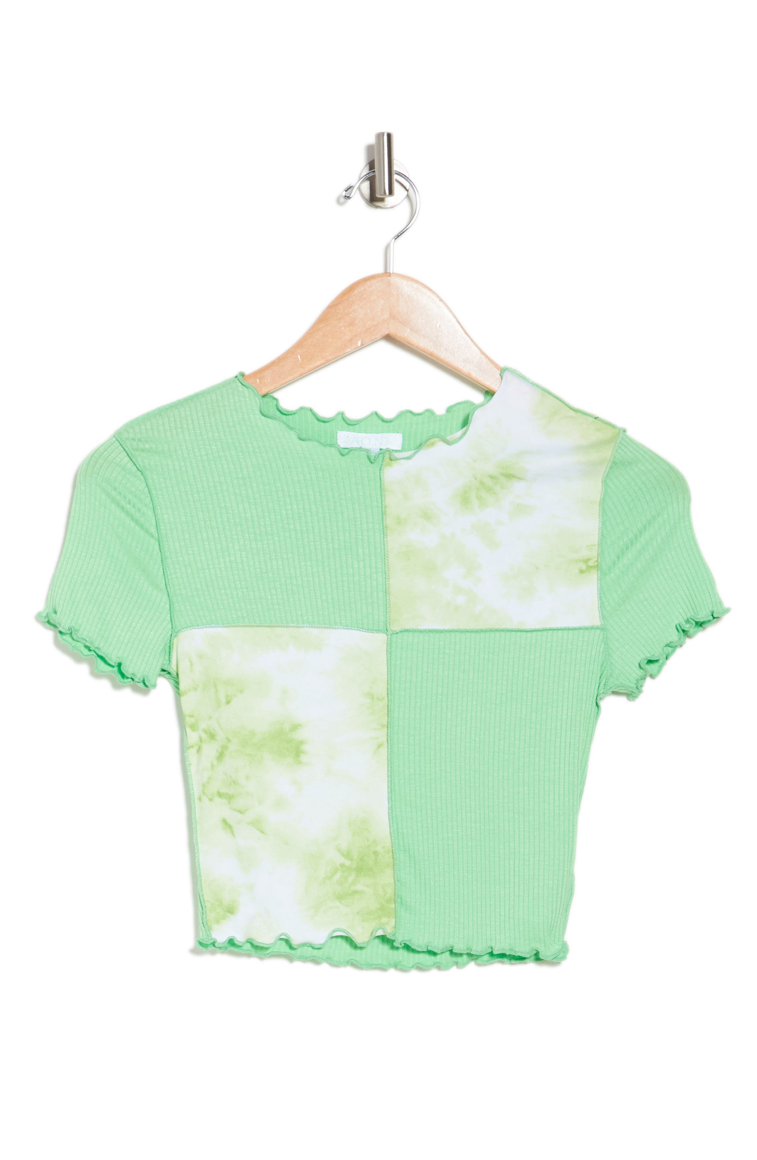 Abound Tie Dye Colorblock Lettuce Edge Shirt In Green Summer