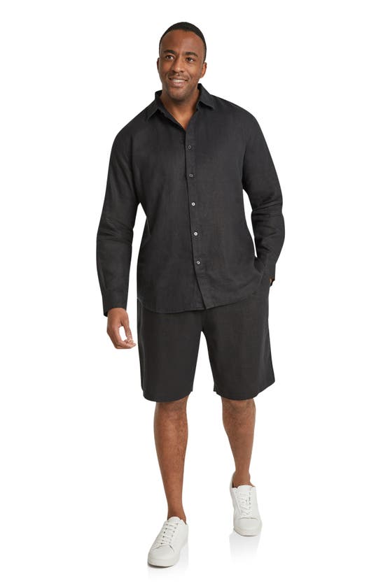 Shop Johnny Bigg Resort Linen Drawstring Shorts In Black