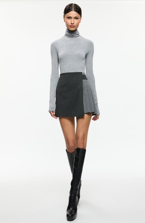 Shop Alice And Olivia Alice + Olivia Toni Asymmetric Pleated Skirt In Charcoal Grey Melange