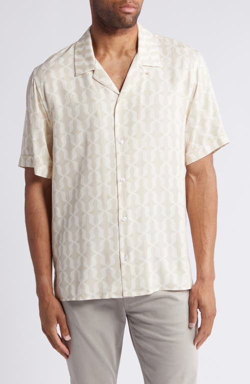 PAIGE Landon Print Short Sleeve Camp Shirt Faded Pearl at Nordstrom,