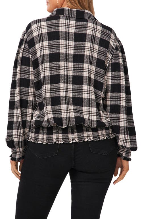 Shop 1.state Plaid Long Sleeve Button-up Shirt In Rich Black