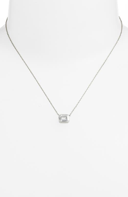 Shop Shymi Mini Bezel Pendant Necklace In Silver/white/emerald Cut