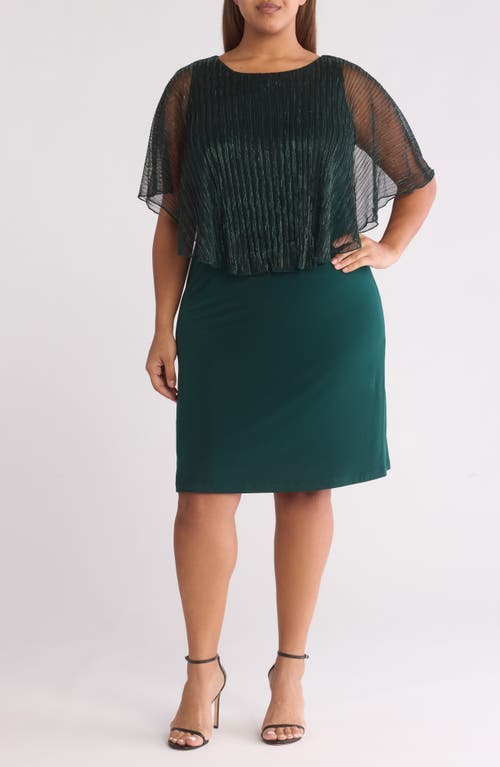 Connected Apparel Metallic Overlay Dress in Hunter 