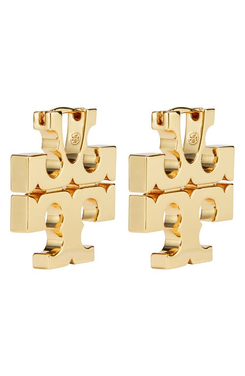 Tory Burch Eleanor Hidden Hoop Earrings In Tory Gold