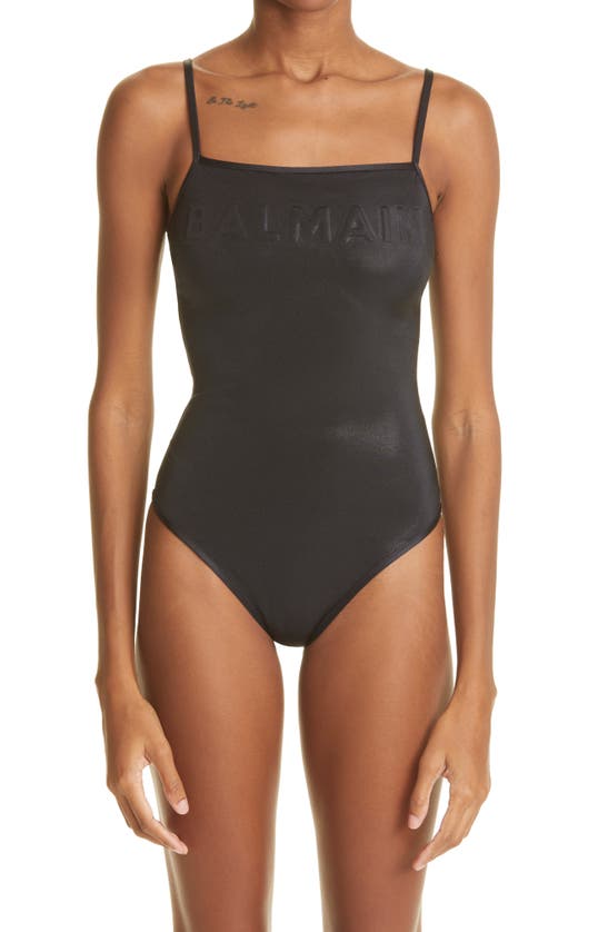 BALMAIN LOGO EMBOSSED ONE-PIECE SWIMSUIT