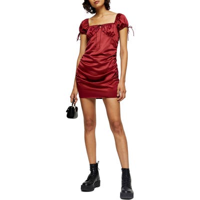 Topshop Gypsy Satin Minidress, US (fits like 10-12) - Red