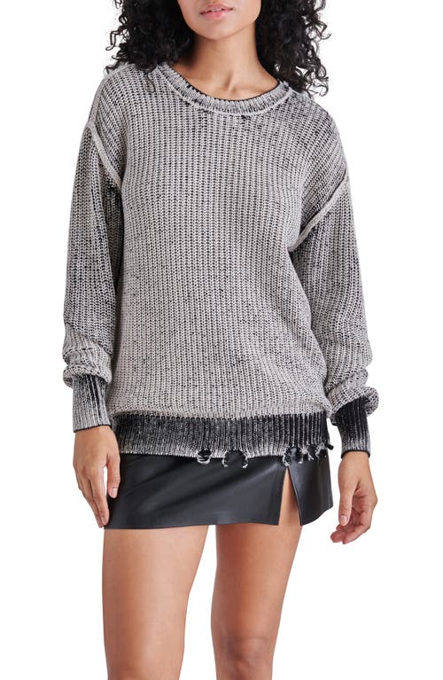 Shop Steve Madden Nelson Distressed Hem Cotton Sweater In Black/white