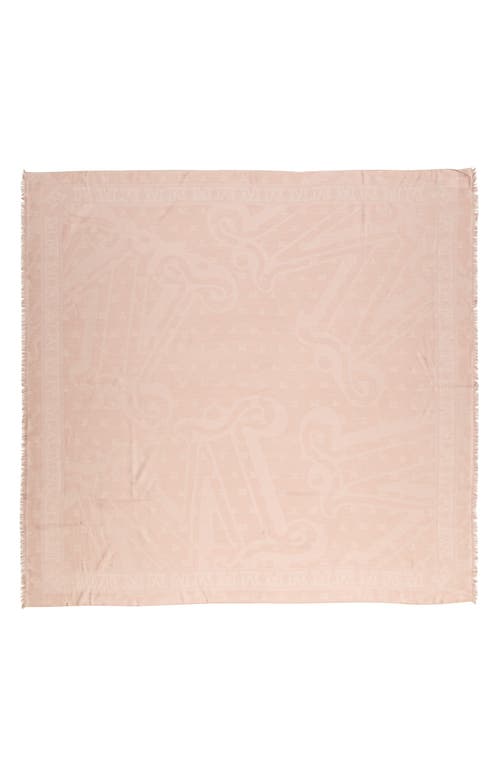 Max Mara Gastone Monogram Square Silk & Cotton Scarf in Pink