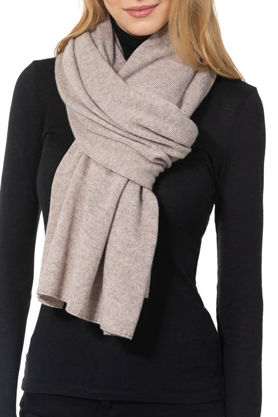 Amicale Cashmere Travel Wrap Scarf In Cream